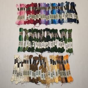 Lot of 79 DMC Floss Embroidery Thread Skeins Various Colors